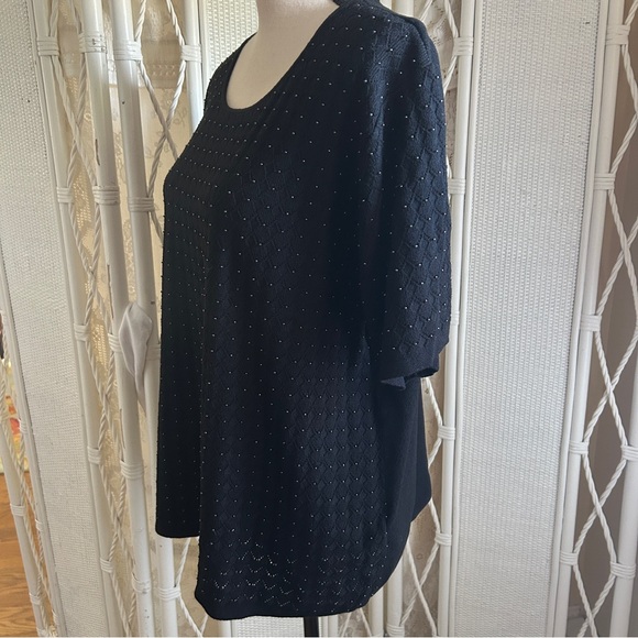 Jones New York Black Beaded Knit Sweater Vintage Pullover Plus size 3X - Picture 5 of 14